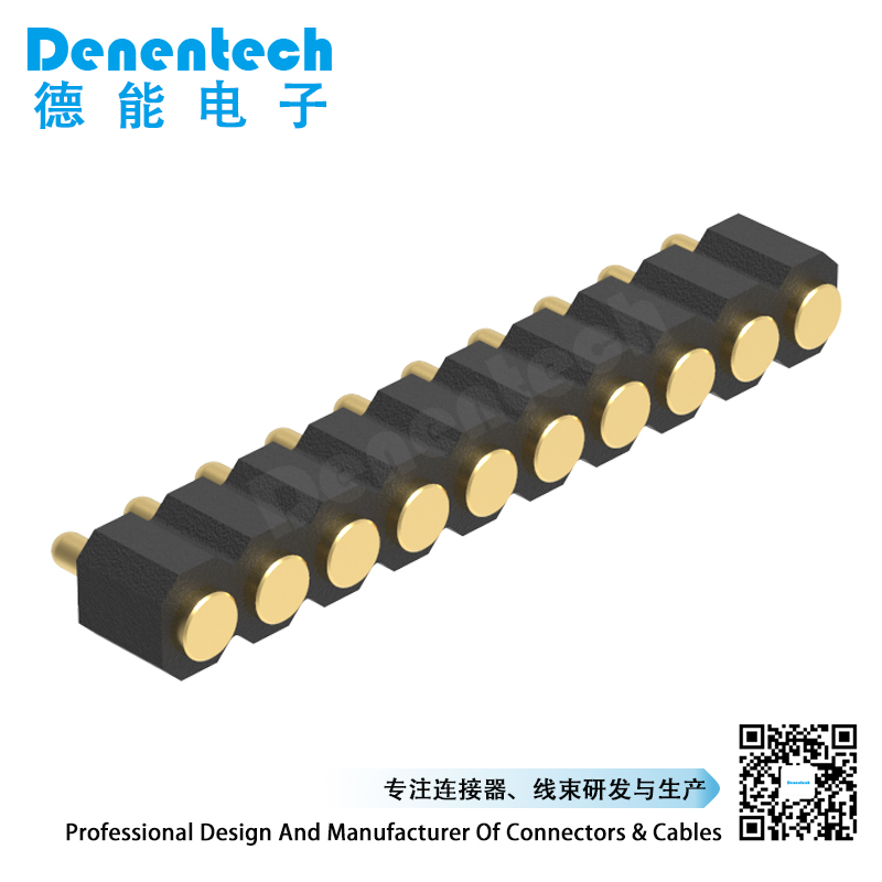 Denentech 2.0MM pitch  pogo pin H2.5MM single row male straight SMT connector 